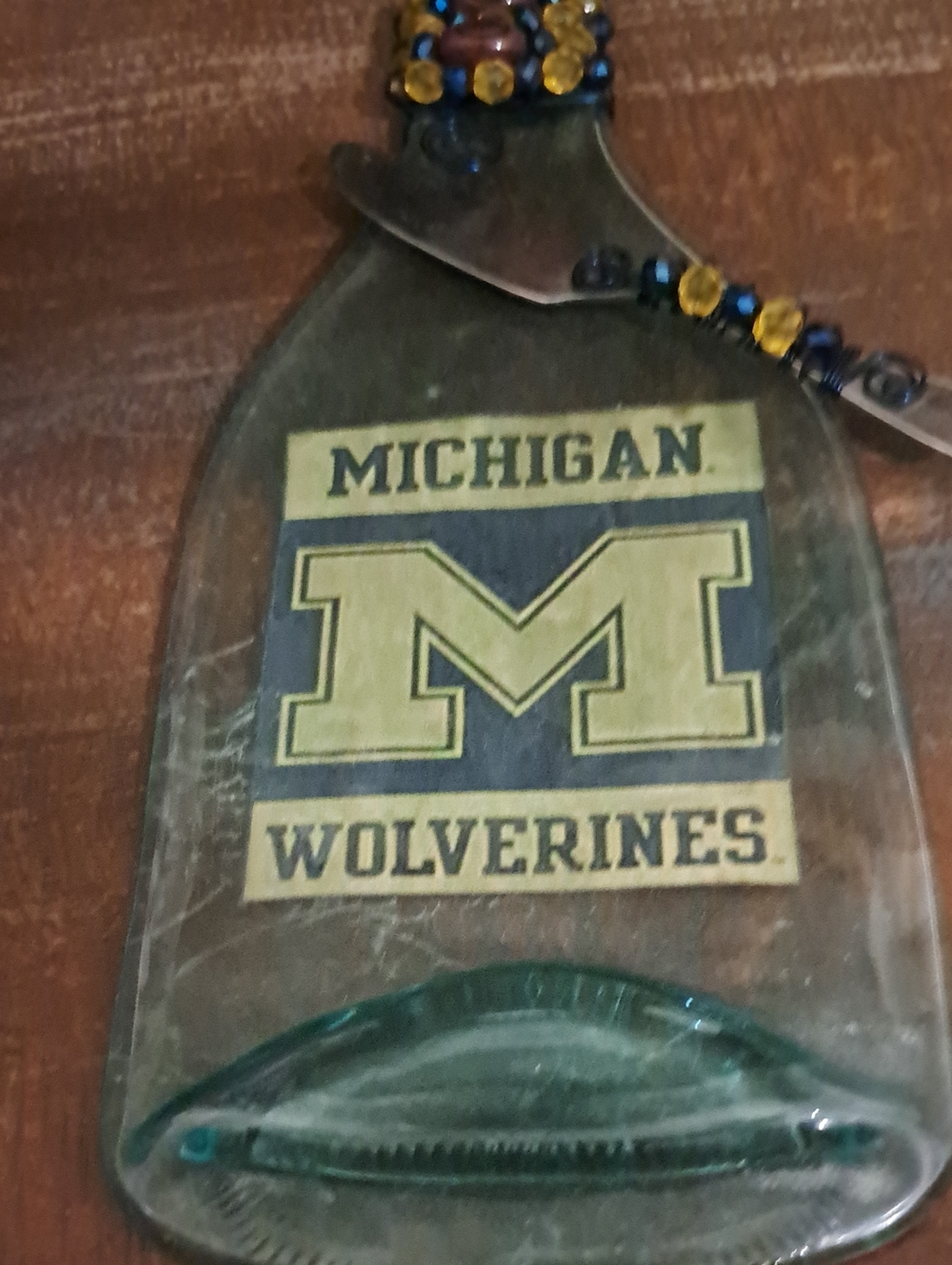 University of Michigan Wolverines Decorative Glass Bottle Charcuterie Board - Picture 3 of 5